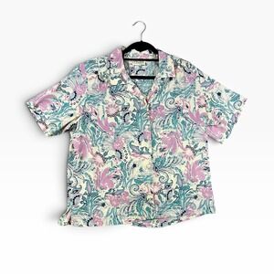 Donnkenny Women's Size PXL Multicolor Short Sleeve Button-Up Blouse
